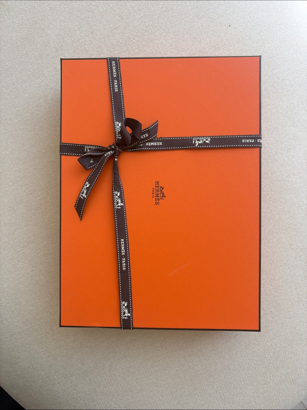 Hermes Orange Box with Brown Ribbon